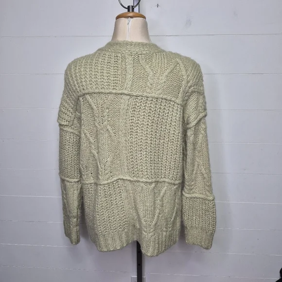 Zara Sage Green Jewel Button Wool Blend Cardigan Size S - Picture 11 of 16